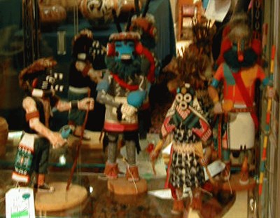 Lot 154 - Four Hopi Polychrome Wood Kachina Dolls Signed,...
