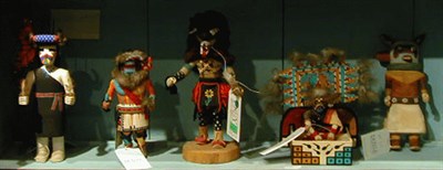 Lot 155 - Five Hopi Polychrome Wood Kachina Dolls...