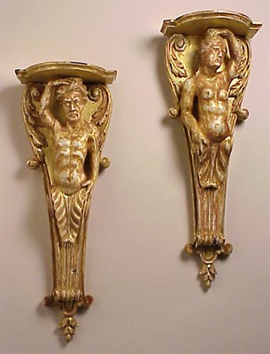 Lot 349 - Pair of George III Style Gilt-Wood Wall...