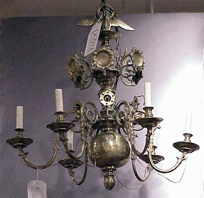 Lot 629 - Dutch Baroque Brass Six-Light Chandelier The...