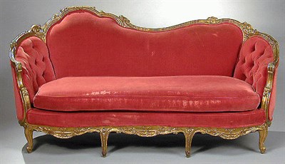 Lot 599 - Louis XV Style Gilt Carved Wood Settee With...
