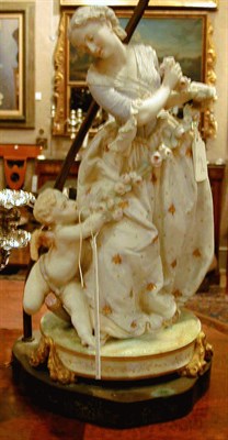 Lot 228 - Pair of Continental Bisque Figural Lamps