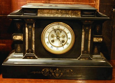 Lot 243 - Four Black Metal and Onyx Mantel Clocks
