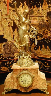 Lot 381 - Art Nouveau Style Gilt-Metal and Marble...
