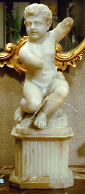 Lot 530 - Carved Alabaster Figure of a Young Boy