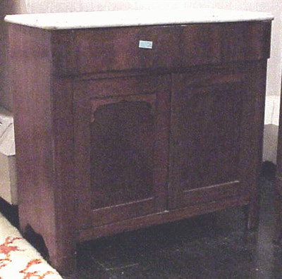 Lot 158 - Victorian Marble Top Mahogany Side Cabinet