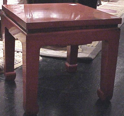 Lot 102 - Pair of Chinese Iron Red Lacquered Low Tables
