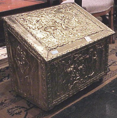 Lot 107 - Victorian Molded Brass Kindling Box