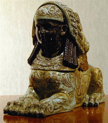 Lot 131 - Pair of Pottery Sphinxes