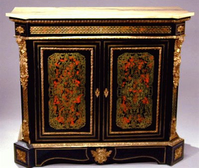 Lot 540 - Boulle Style Cabinet The rectangular marble...