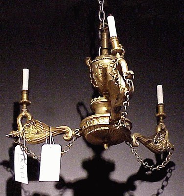 Lot 630 - Empire Style Gilt-Bronze Three-Light...