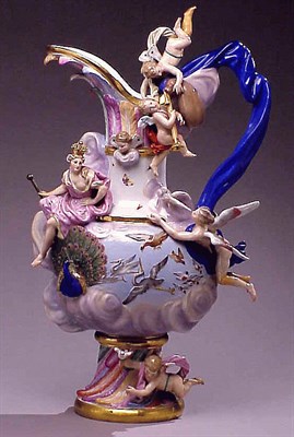 Lot 610 - Meissen Porcelain Allegorical Ewer Depicting...