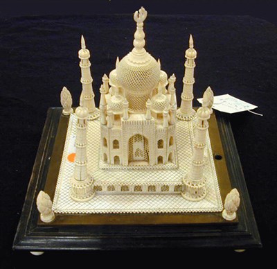 Lot 620 - Carved Ivory Model of The Taj Mahal Set on a...