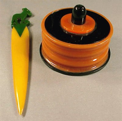 Lot 454 - Bakelite Covered Box and Letter Opener...