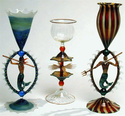Lot 258 - Two Glass Goblets Each standard set with...
