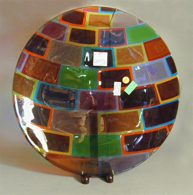 Lot 674 - Glass Platter Contemporary Inscribed B.T.