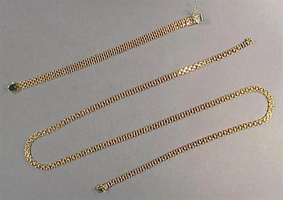 Lot 286 - Gold Curb Link Neck Chain and Bracelet 14 kt....