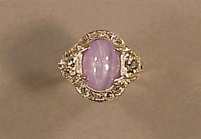 Lot 506 - Lady's Art Deco Star Sapphire and Diamond Ring...