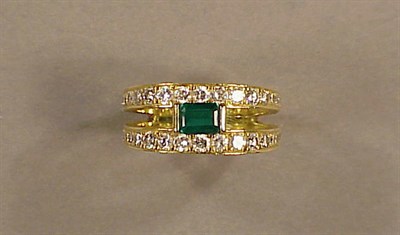 Lot 436 - Emerald and Diamond Ring 18 kt. yellow gold,...
