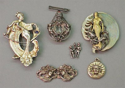 Lot 24 - Group of Art Nouveau Silver and Other Jewelry...