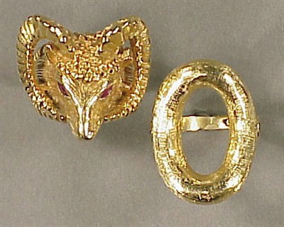 Lot 43 - Two Gold Rings 14 kt. yellow gold, one...