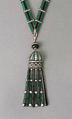 Lot 86 - Art Deco Tassel Pendant Necklace French Set...