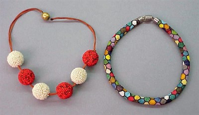 Lot 77 - Two Beadwork Choker Necklaces Attributed to...
