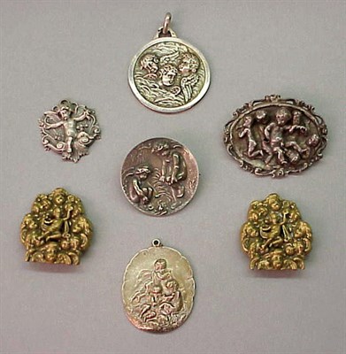 Lot 2 - Group of Seven Antique Angel Medallions Late...