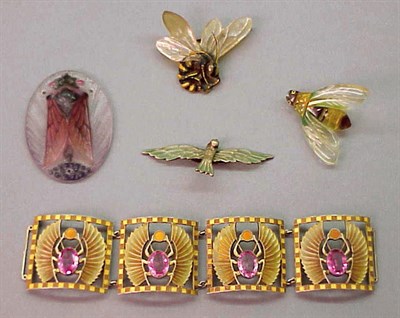 Lot 36 - Group of Art Nouveau Insect Jewelry Comprising...