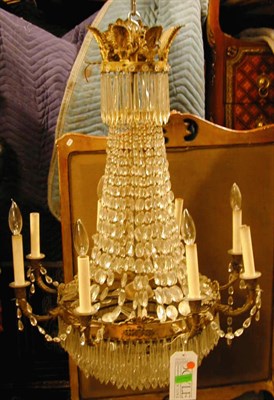 Lot 504 - Empire Style Bronze and Cut Glass Eight-Light...