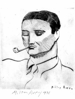 Lot 13 - Milton Avery MAN WITH PIPE (LUNN 14) Drypoint,...