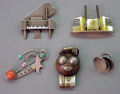 Lot 113 - Group of Metal Studio Jewelry 1930s and '40s...