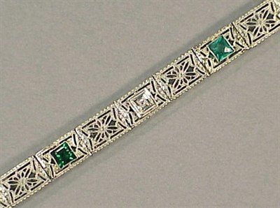 Lot 20 - Gold Filigree Bracelet 14 kt. white gold,...