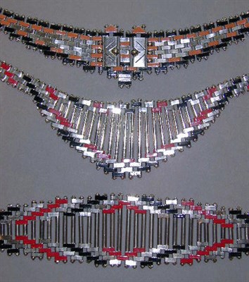 Lot 67 - Group of Chrome and Enamel Flexible Jewelry...