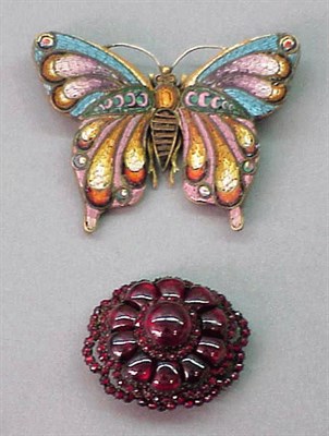 Lot 16 - Two Antique Garnet and Mosaic Pins 19th...
