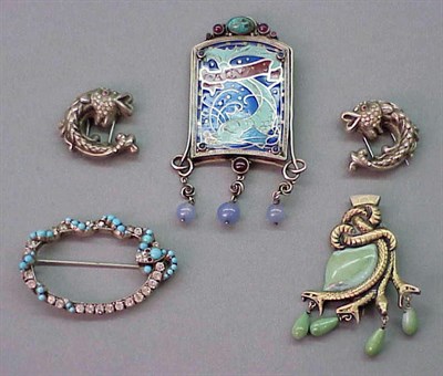 Lot 29 - Group of Five Antique Serpent Theme Pins Most...