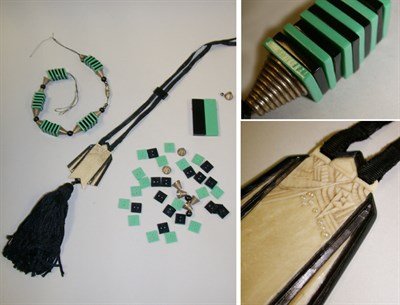 Lot 319 - Two Auguste Bonaz Necklaces The first of green...
