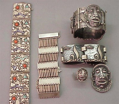 Lot 83 - Group of Inventive Silver Metal Bracelets Some...