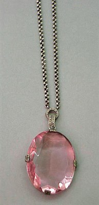 Lot 103 - Pink Stone Pendant Necklace French, early 20th...