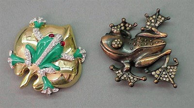 Lot 348 - Two Copy Cat Frog Pins The first a copper...