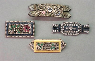 Lot 134 - Group of Four Art Deco Jeweled Pins French,...