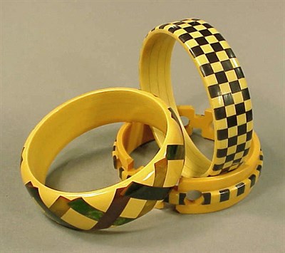 Lot 463 - Group of Three Bakelite Bracelets Including...