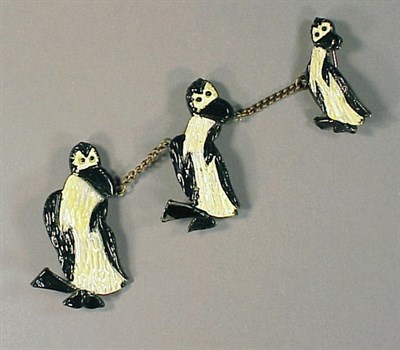 Lot 184 - Chanel Triple Penguin Pin 1930s Three black...