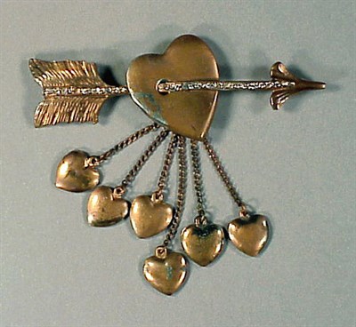 Lot 206 - Chanel Pierced Heart Pin 1930s Copper colored...