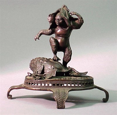 Lot 87 - Bronze Figure of a Tengu Dancing over a...