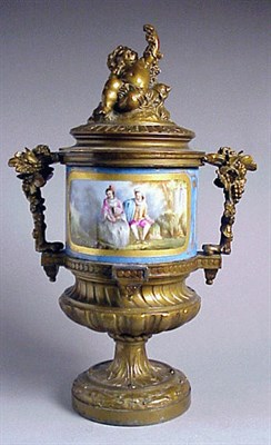 Lot 129 - Pair of Sevres Style Patinated-Metal Mounted...
