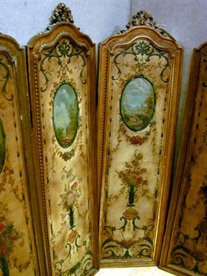 Lot 482 - Louis XV Style Gilt Carved Wood Five-Fold...