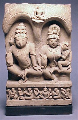Lot 7 - Buff Sandstone Stele of the Parents of the...