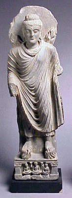 Lot 6 - Gandharan Gray Schist Figure of Buddha 2nd/3rd...