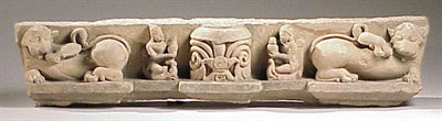 Lot 5 - Good Buff Sandstone Lintel with Two Lions and...